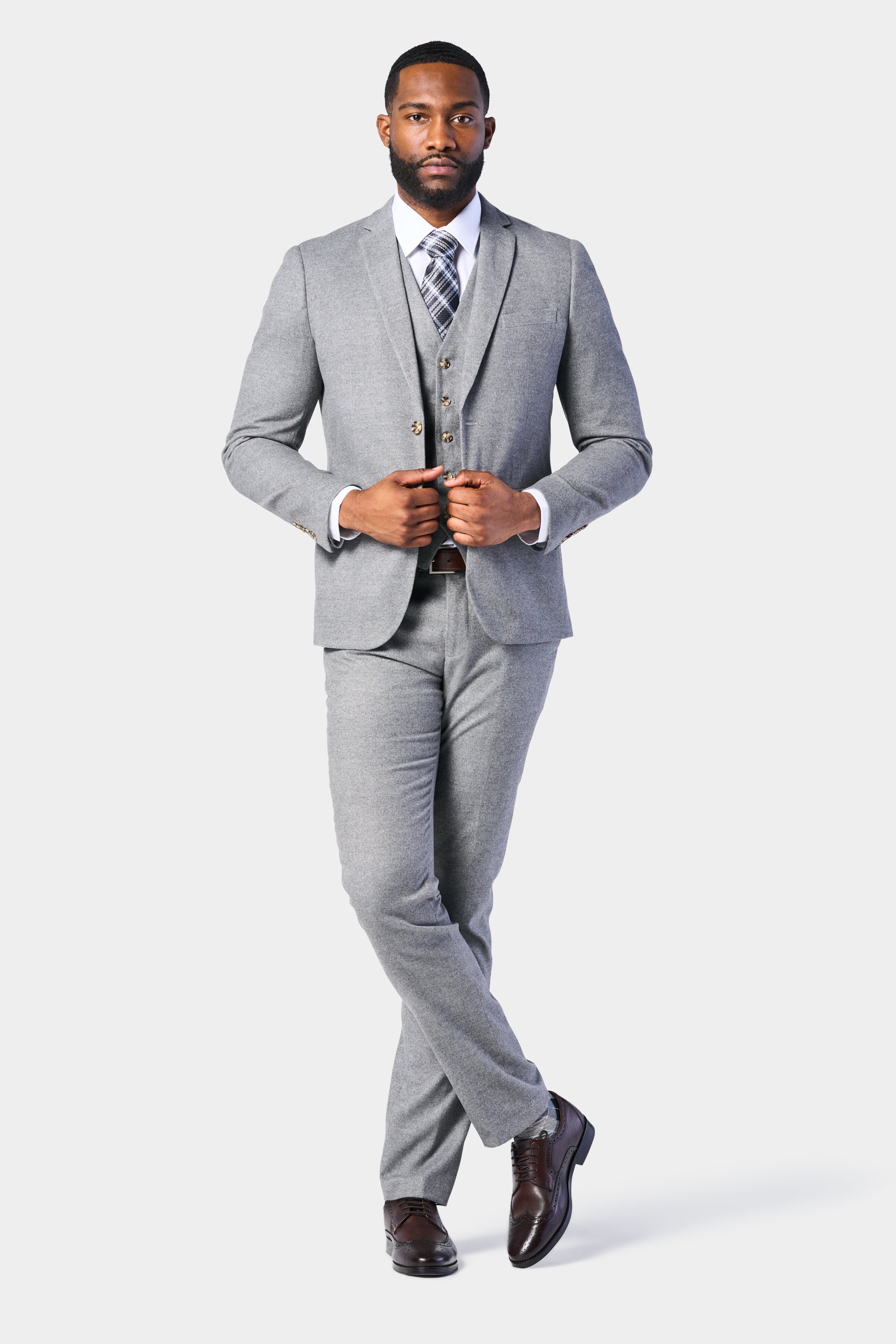 dress shirt grey suit Light Gray Flannel 3 Piece Suit - Giorgio Men's Wear