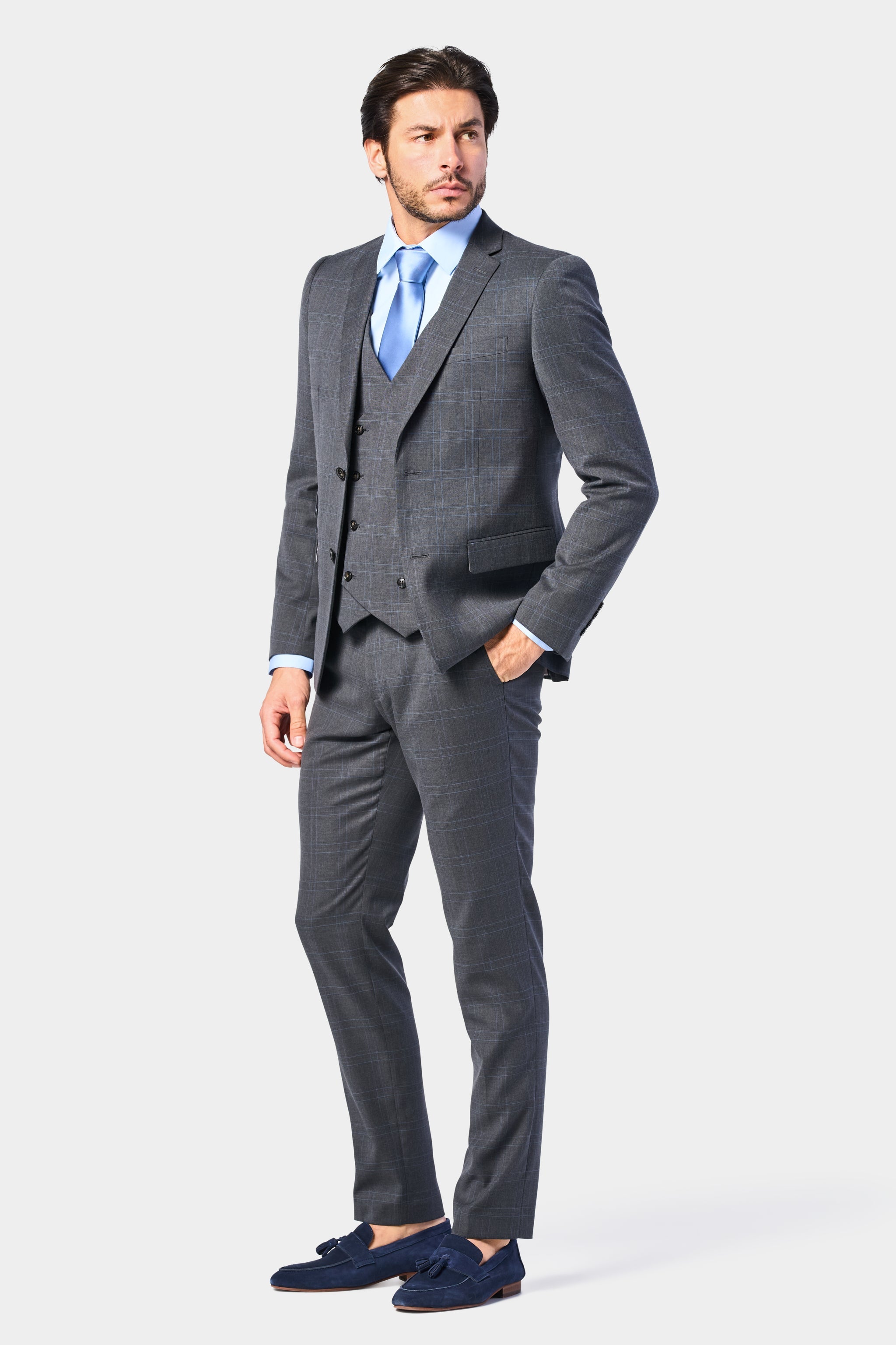 Medium Gray and Lt. Blue 3 Piece Suit - Giorgio Men's Wear - Chattanooga, TN Medium Gray and Lt. Blue 3 Piece Suit - Giorgio Men's Wear - Chattanooga, TN