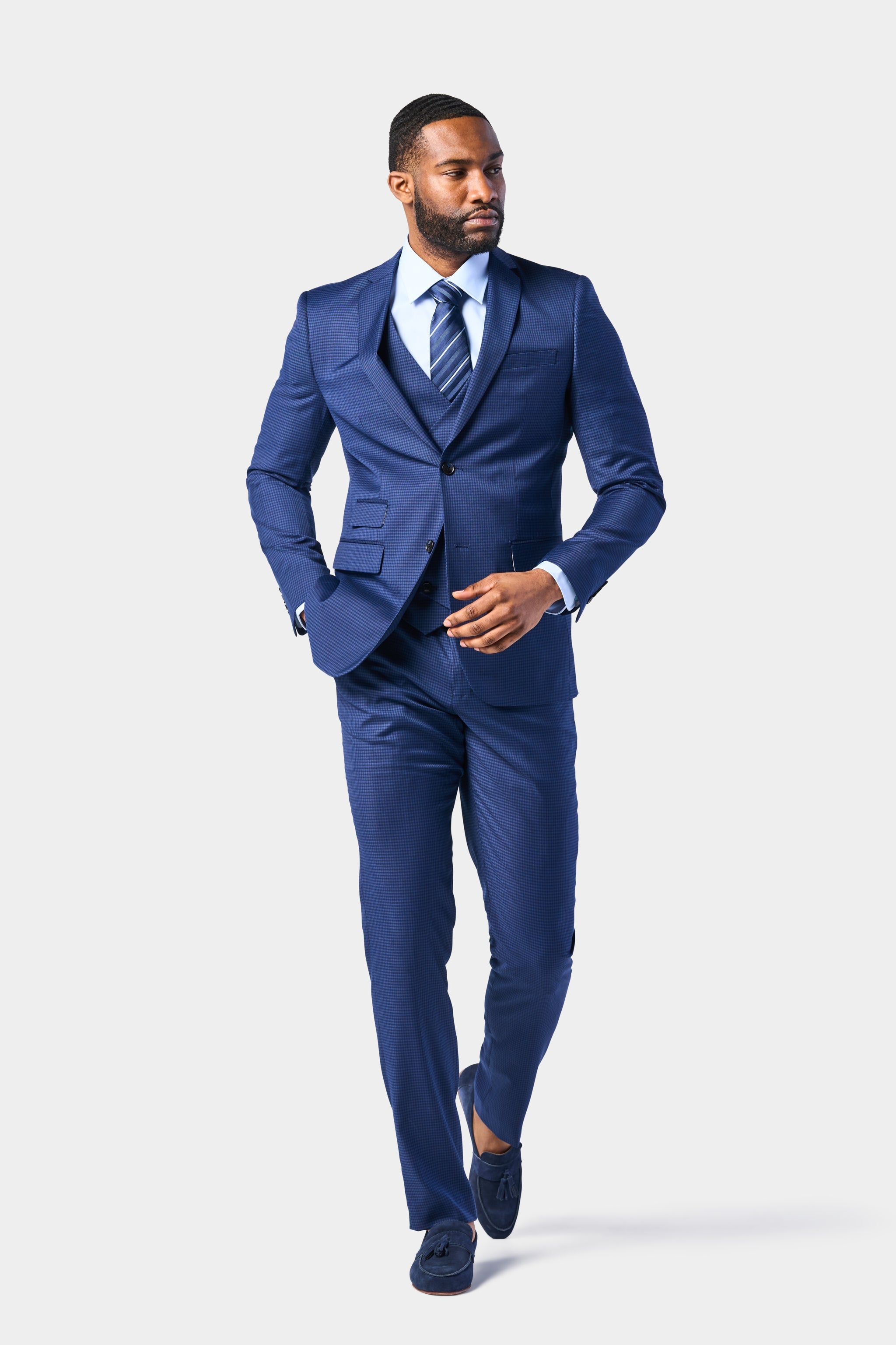 Blue and Black Mini Check 3 Piece Suit - Giorgio Men's Wear - Chattanooga, TN Blue and Black Mini Check 3 Piece Suit - Giorgio Men's Wear - Chattanooga, TN