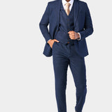 Navy Blue Tweed 3 Piece Suit