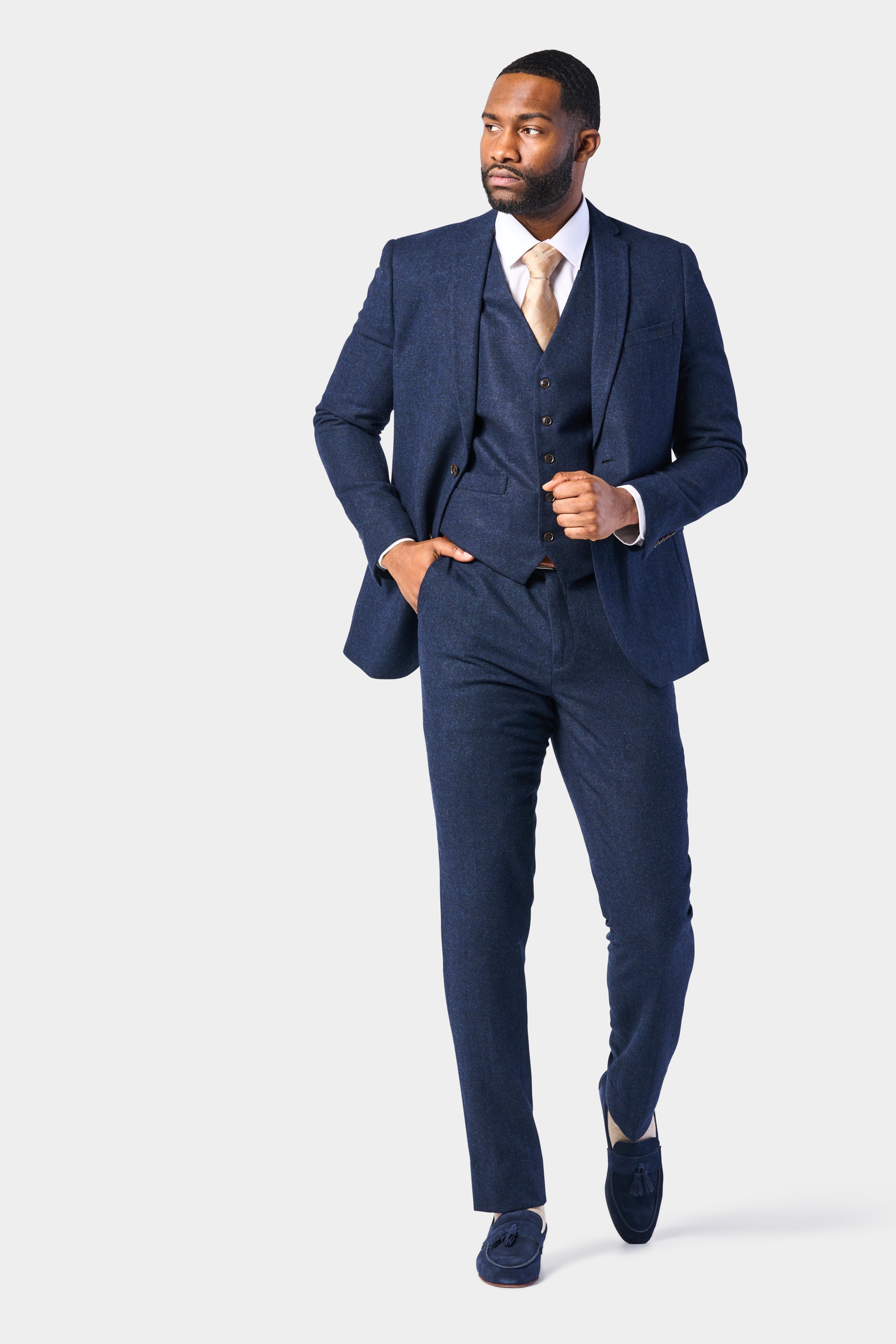 Navy Blue Tweed Piece Suit Giorgio Men's Wear Chattanooga, TN