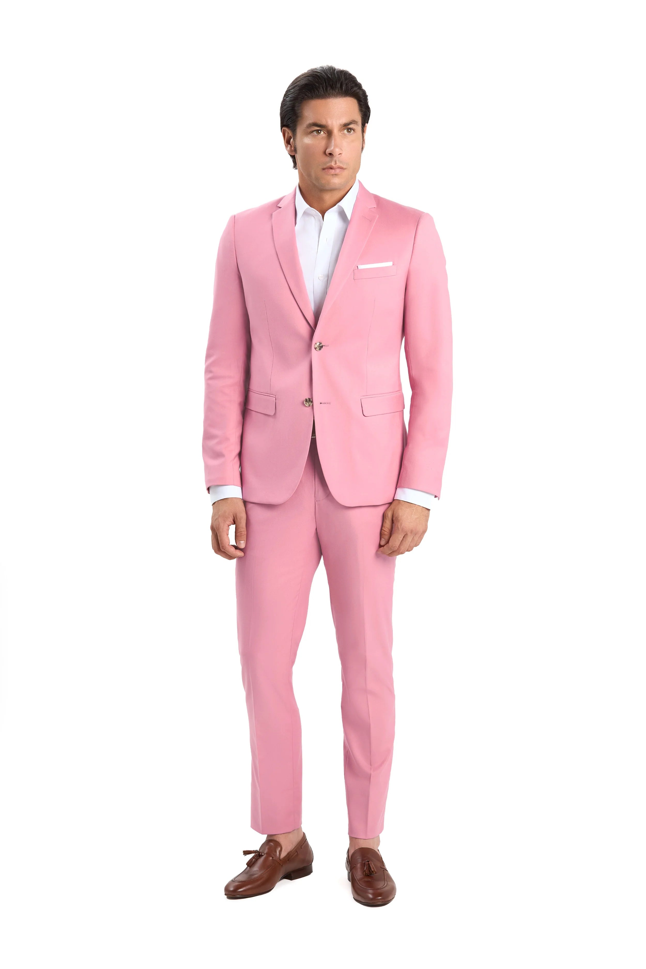 pink dress suit men Mason Fashion Pink Shawl Lapel Jacquard Three Pieces Prom Men Suit