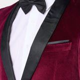 Burgundy Velvet Shawl Lapel Tuxedo