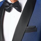 Medium Blue Diamond Texture Shawl Lapel Tuxedo
