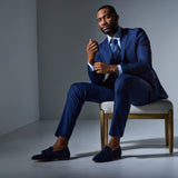 Blue and Black Mini Check 3 Piece Suit