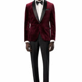 Burgundy Velvet Shawl Lapel Tuxedo