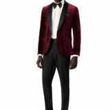 Burgundy Velvet Shawl Lapel Tuxedo