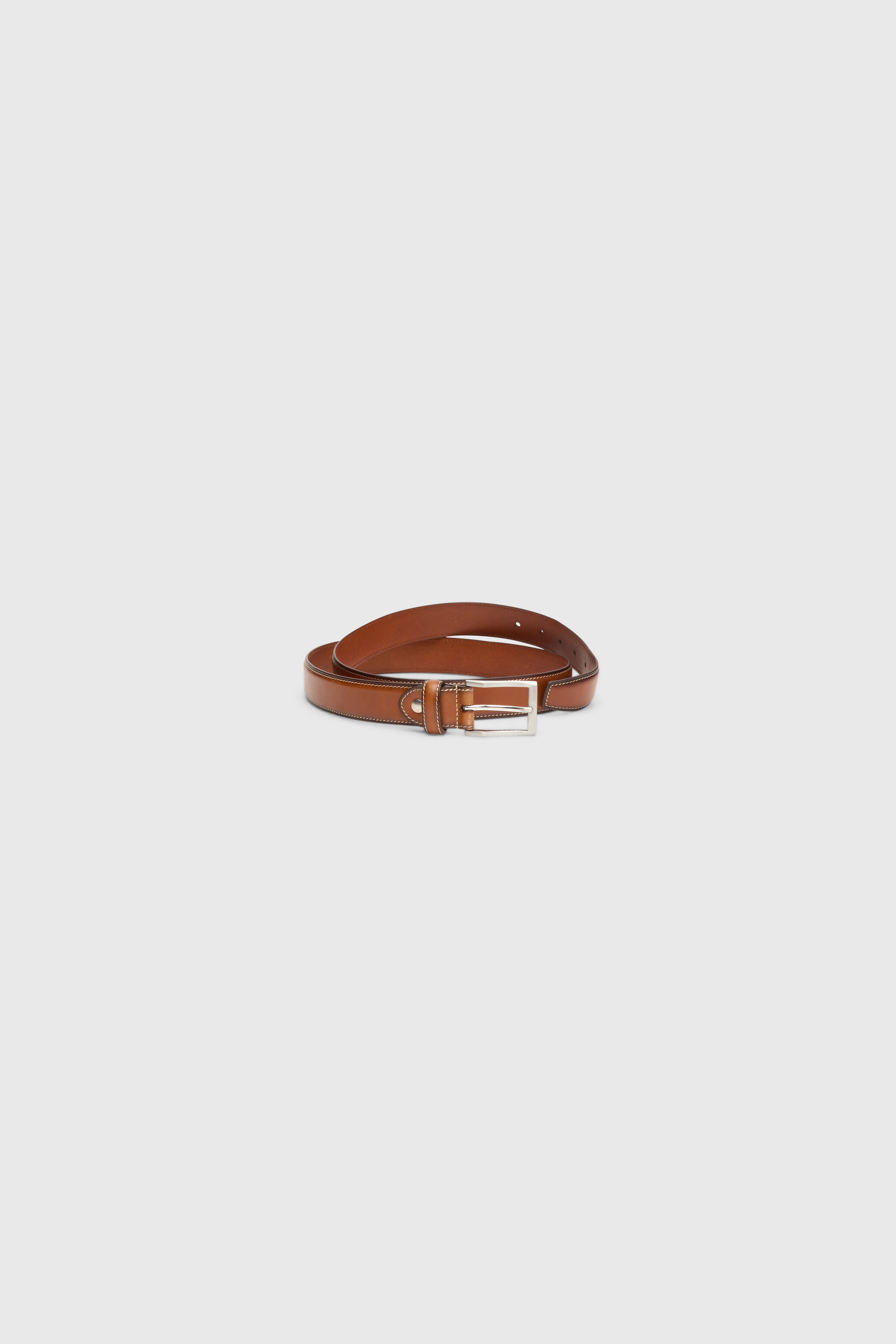 Tan Patina Leather Dress Belt