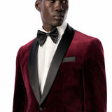 Burgundy Velvet Shawl Lapel Tuxedo