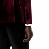 Burgundy Velvet Shawl Lapel Tuxedo