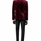 Burgundy Velvet Shawl Lapel Tuxedo