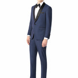 Medium Blue Diamond Texture Shawl Lapel Tuxedo