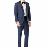 Medium Blue Diamond Texture Shawl Lapel Tuxedo