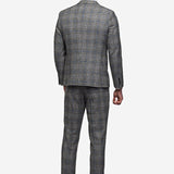 Gray Blue Flannel Plaid 3 Piece Suit - MenSuits