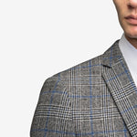 Gray Blue Flannel Plaid 3 Piece Suit - MenSuits