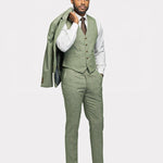 Light Green Tweed 3 Piece Suit - MenSuits