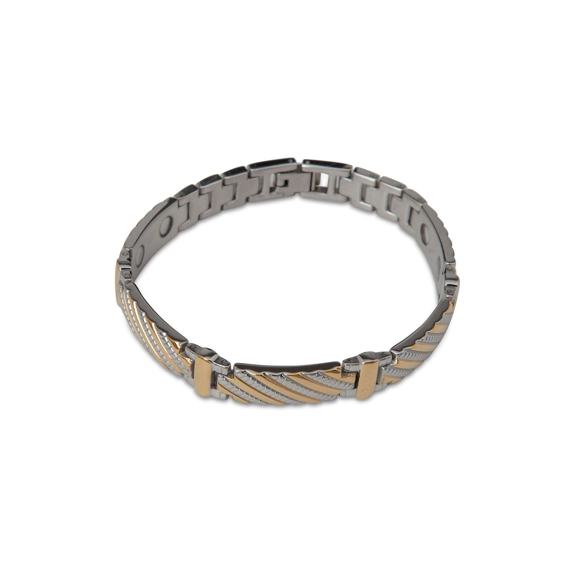 Gold and Textured Silver Striped Bracelet - Men Suits