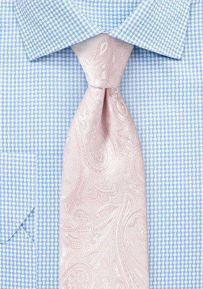 Blush Pink Proper Paisley Necktie - Men Suits