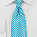 Bright Pool Narrow Striped Necktie - Men Suits