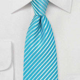 Bright Pool Narrow Striped Necktie - Men Suits