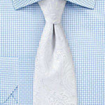 White Proper Paisley Necktie - Men Suits