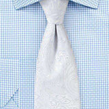 White Proper Paisley Necktie - Men Suits