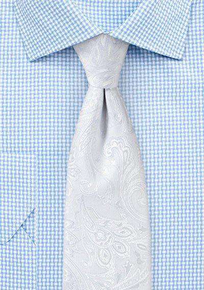 White Proper Paisley Necktie - Men Suits