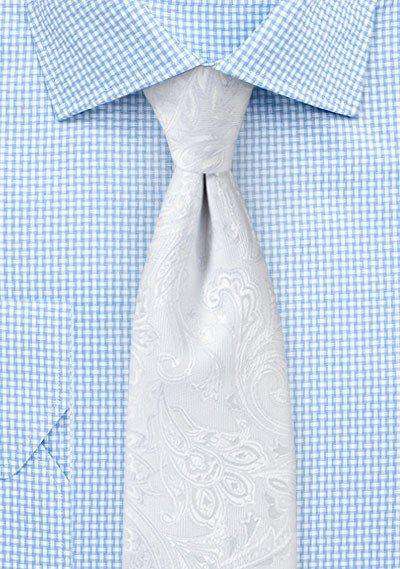 White Proper Paisley Necktie - Men Suits