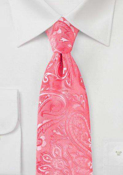 Caribbean Coral Proper Paisley Necktie - Men Suits
