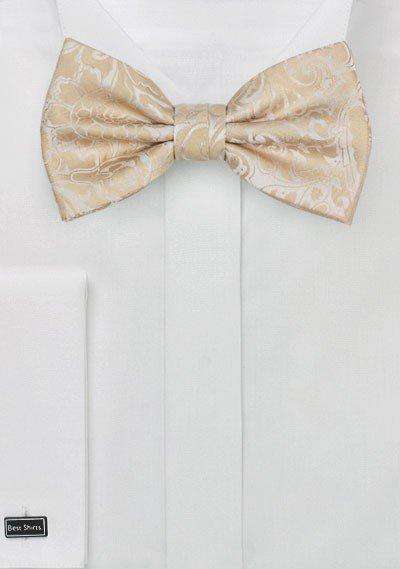 Champagne Floral Paisley Bowtie - Men Suits