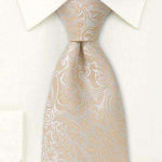 Champagne Floral Paisley Necktie - Men Suits