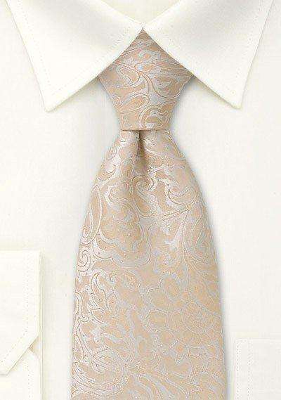 Champagne Floral Paisley Necktie - Men Suits
