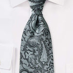Charcoal Floral Paisley Necktie - Men Suits