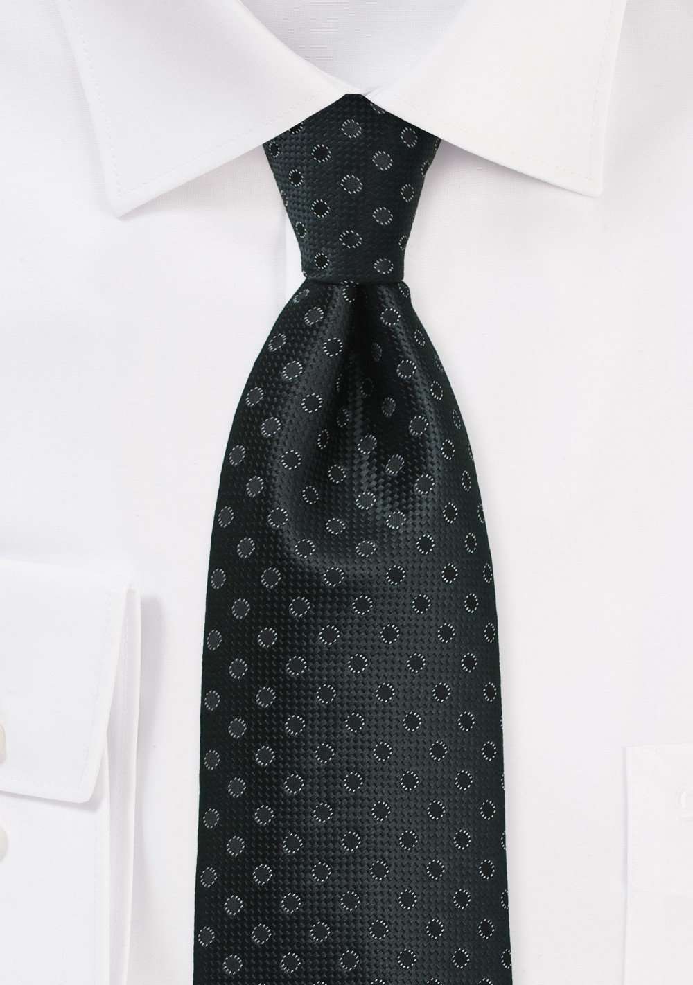 Charcoal and Black Polka Dot Necktie - Men Suits