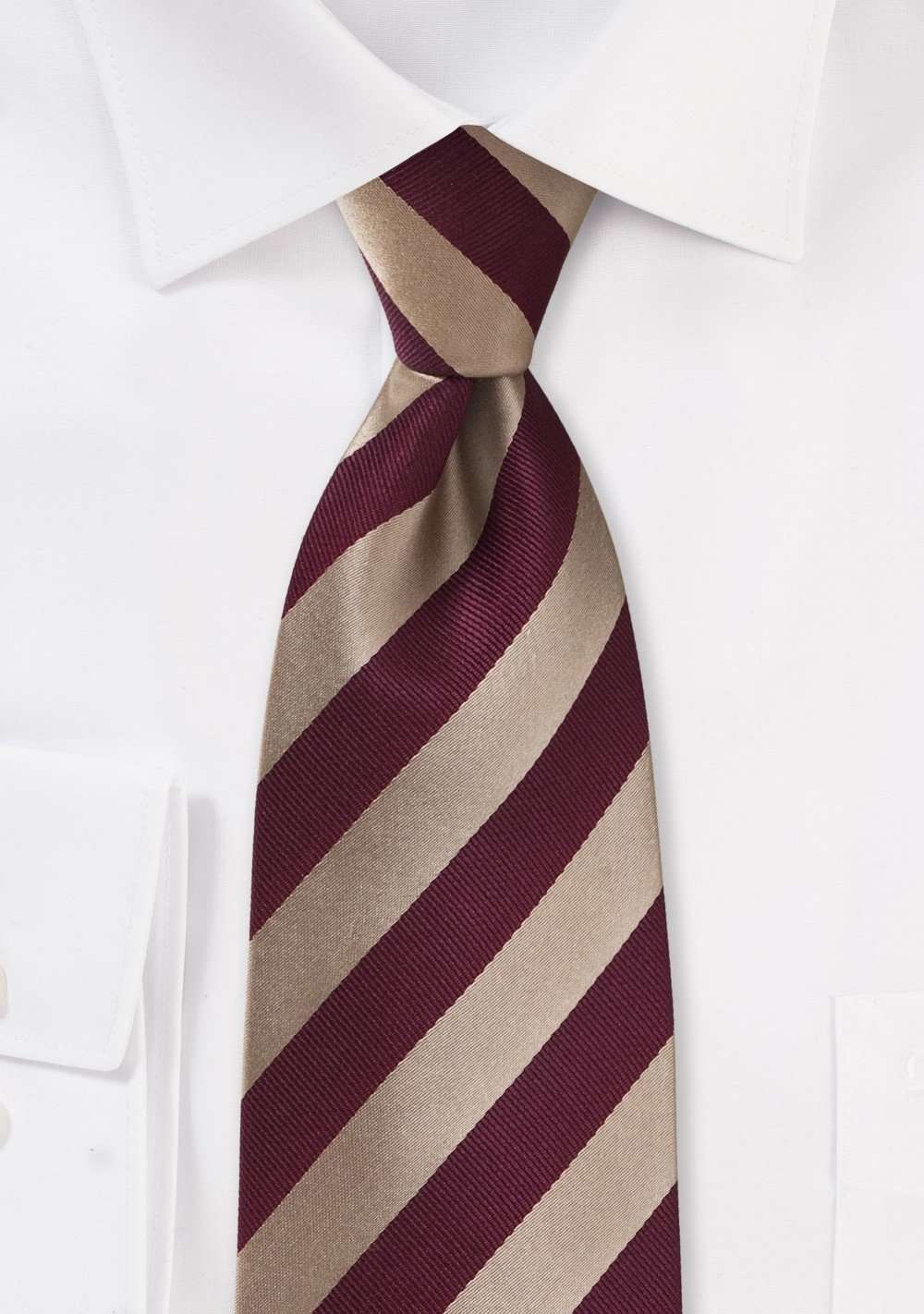 Burgundy and Gold Repp&Regimental Striped Necktie - Men Suits