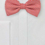 Coral Red Pin Dot Bowtie - Men Suits