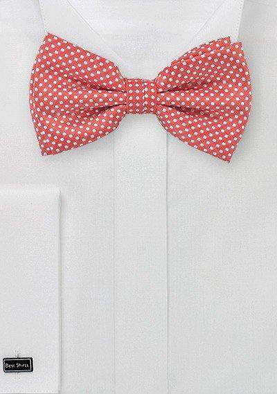 Coral Red Pin Dot Bowtie - Men Suits
