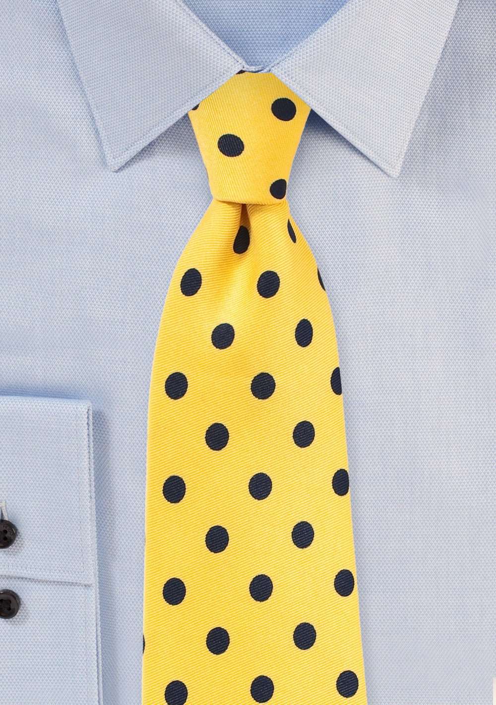 Daffodil Yellow and Navy Polka Dot Necktie - Men Suits