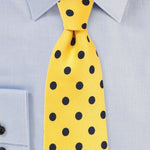 Daffodil Yellow and Navy Polka Dot Necktie - Men Suits