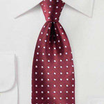 Dark Cherry Polka Dot Necktie - Men Suits