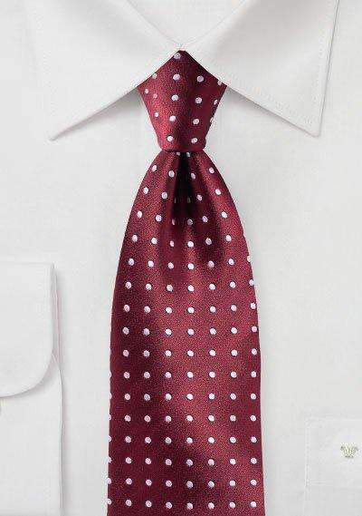 Dark Cherry Polka Dot Necktie - Men Suits