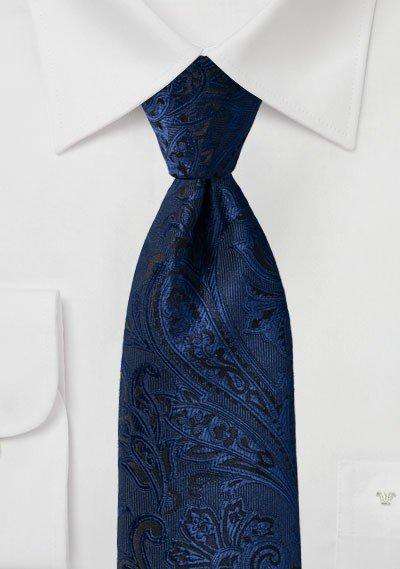 Midnight Navy Proper Paisley Necktie - Men Suits