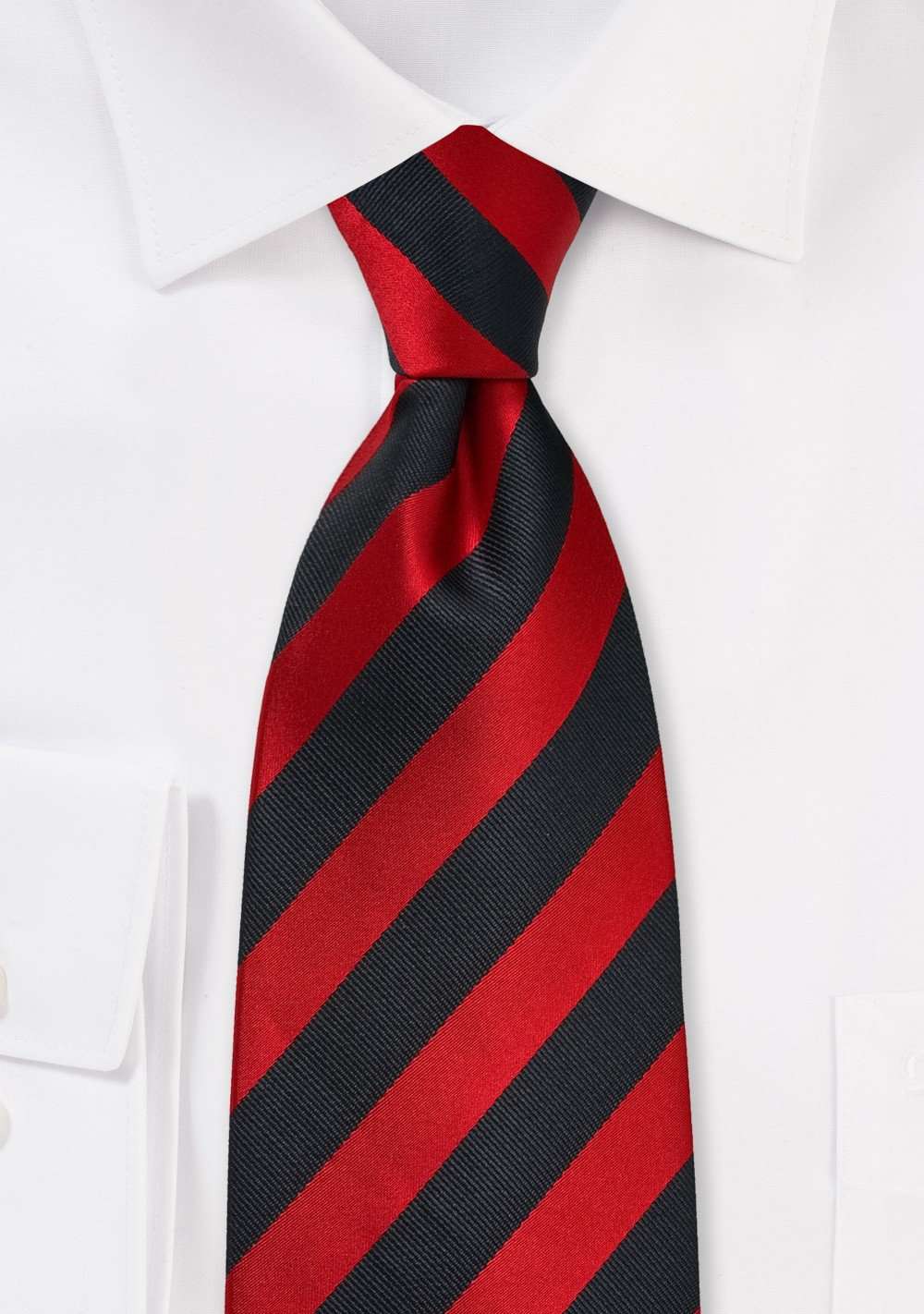 Deep Red and Black Repp&Regimental Striped Necktie - Men Suits