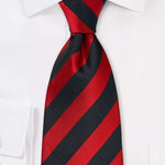 Deep Red and Black Repp&Regimental Striped Necktie - Men Suits