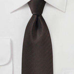 Dark Chocolate Herringbone Necktie - Men Suits