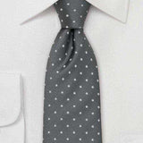 Silver and White Polka Dot Necktie - Men Suits