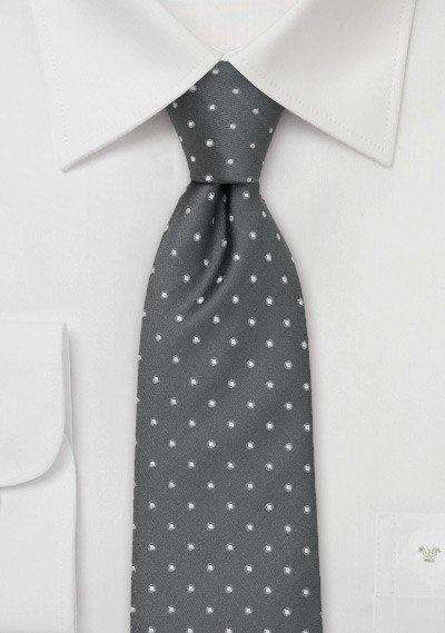 Silver and White Polka Dot Necktie - Men Suits