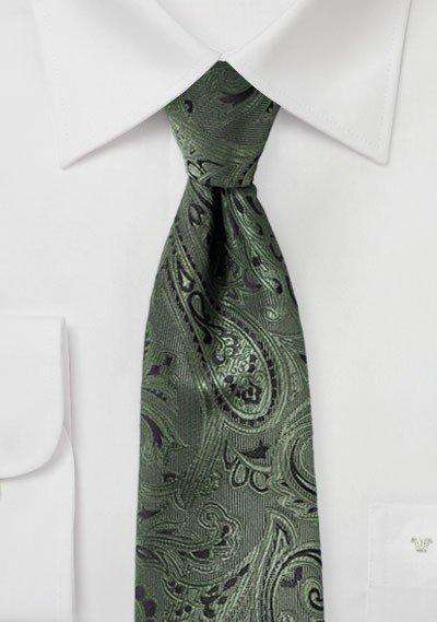 Moss Green Proper Paisley Necktie - Men Suits
