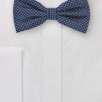 Navy Pin Dot Bowtie - Men Suits