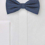 Navy Pin Dot Bowtie - Men Suits